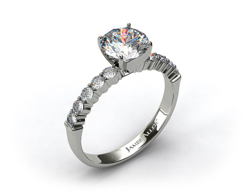 14k White Gold Common Prong Ten Round Diamond Engagement Ring
